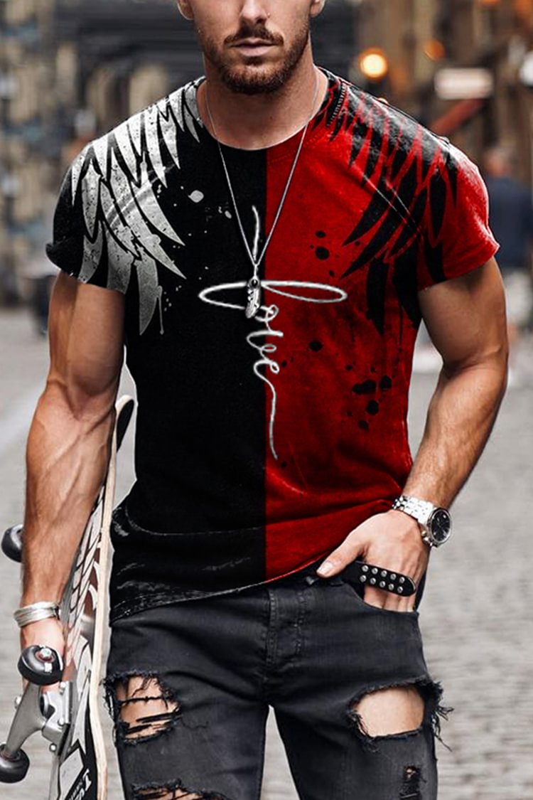 Tiboyz Red And Black Cross Short Sleeve T-Shirt
