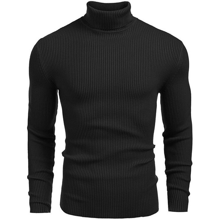 BrosWear Casual Solid Color Turtleneck Sweater