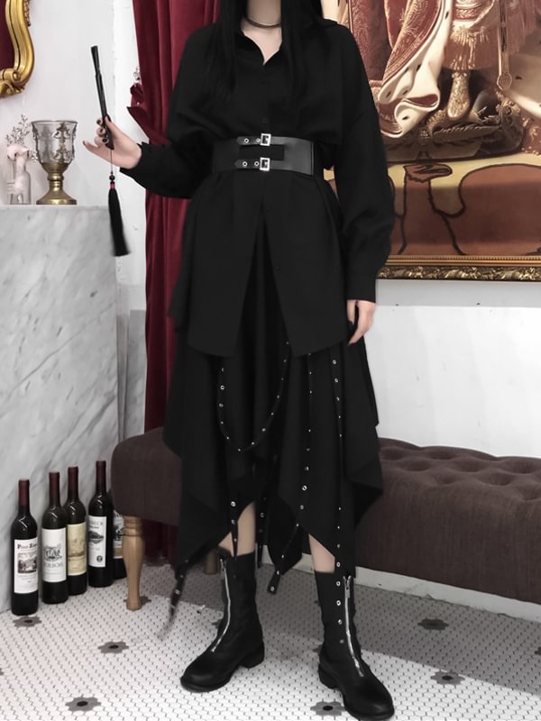 Gothic Dark Personality Fashion Mid-length Half Skirt