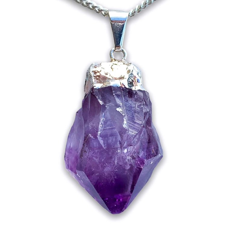 Amethyst Healing Pendant Necklace in Silver-Mayoulove