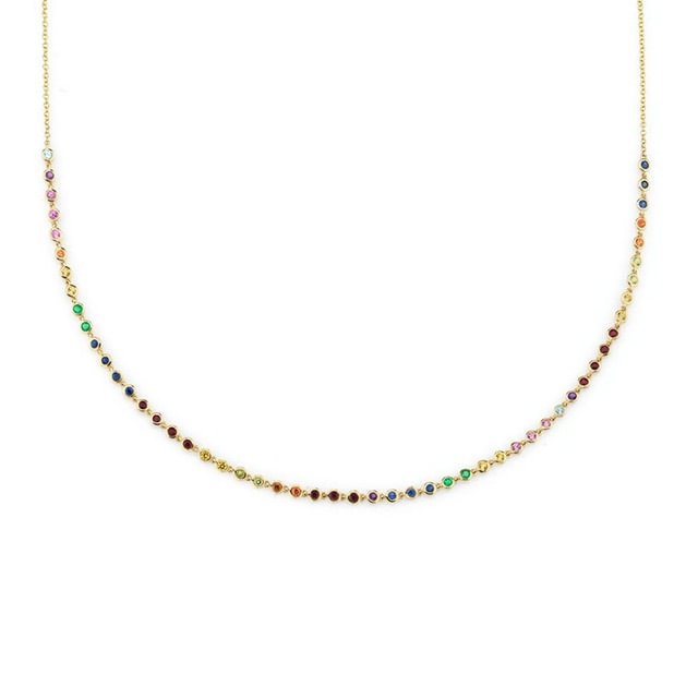 Dainty Colored Zircon Silver Chain Necklaces for Women