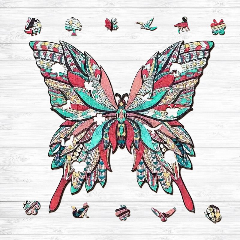 Jeffpuzzle™-JEFFPUZZLE™ Blue Butterfly Wooden  Puzzle