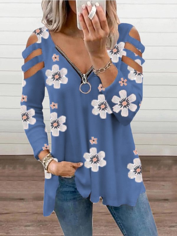 Women Floral Print Loose Casual Soft Top