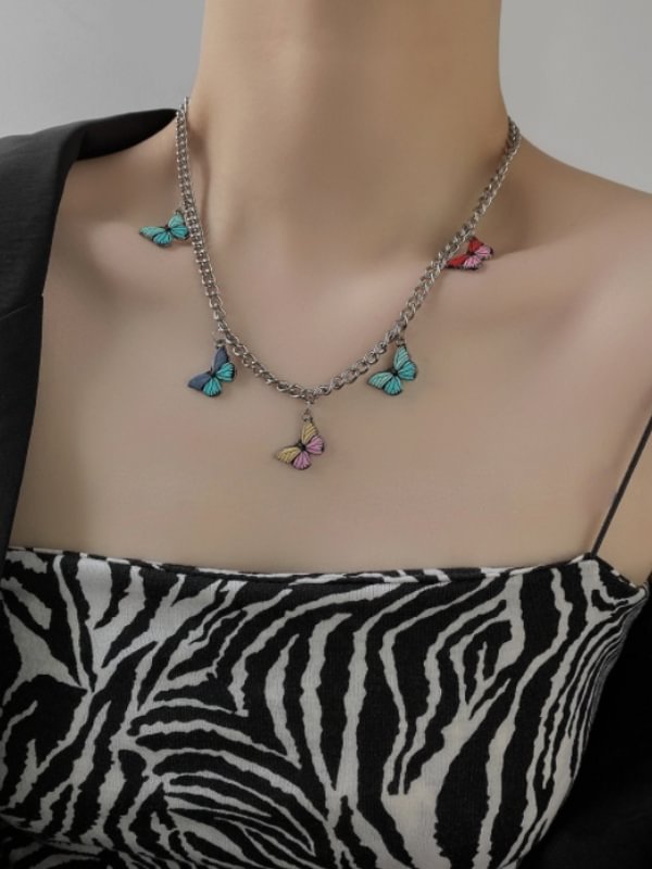Y2K Street Fashion Vintage Butterflies Pendants Necklace