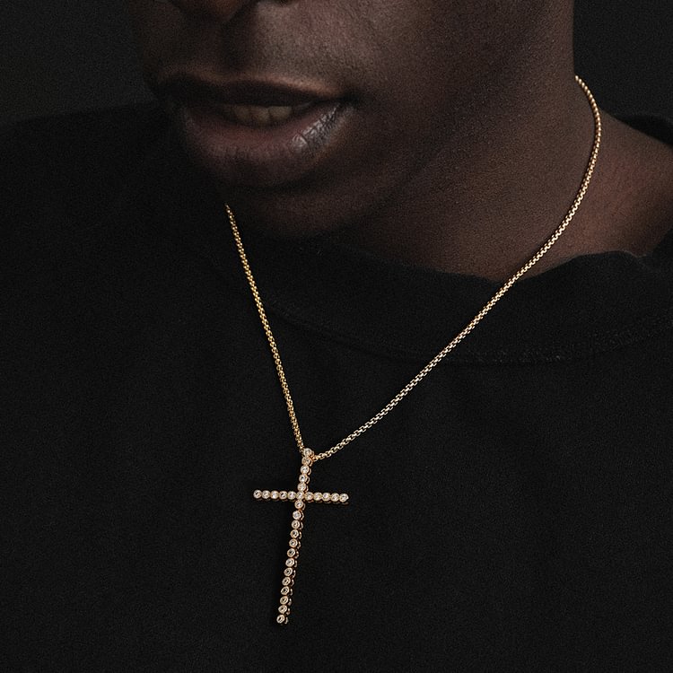 Iced Out Cross Pendant Micro Pave Cubic Zirconia Hip Hop Necklace Jewelry