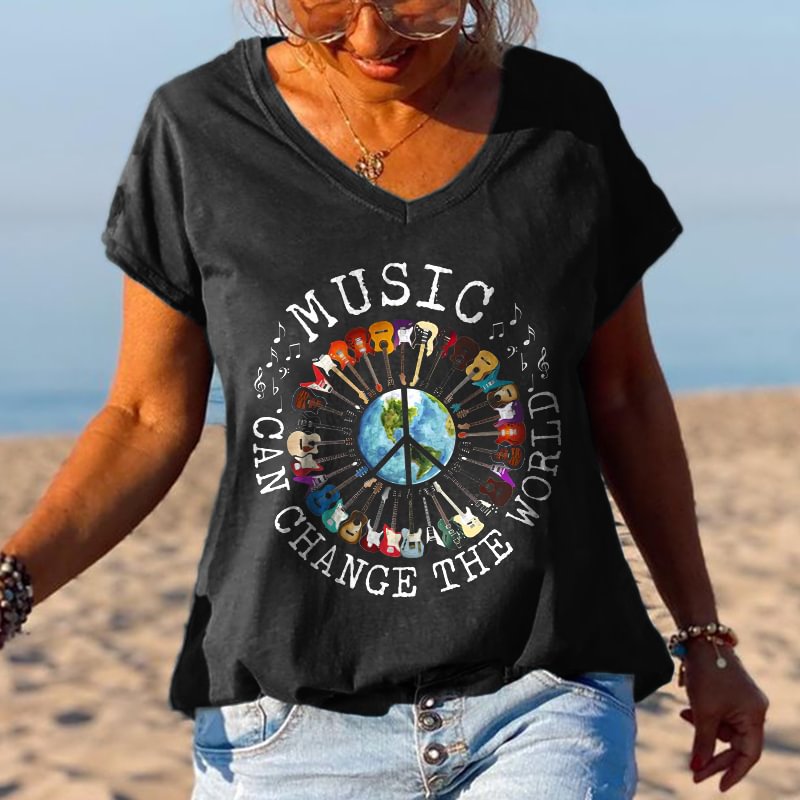 Music Can Change The World Peace Earth Shirt