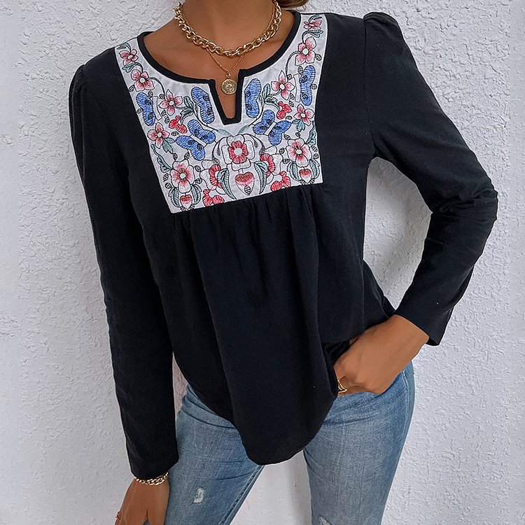 Flowers Embroidery Blouse - CODLINS - codlins.com