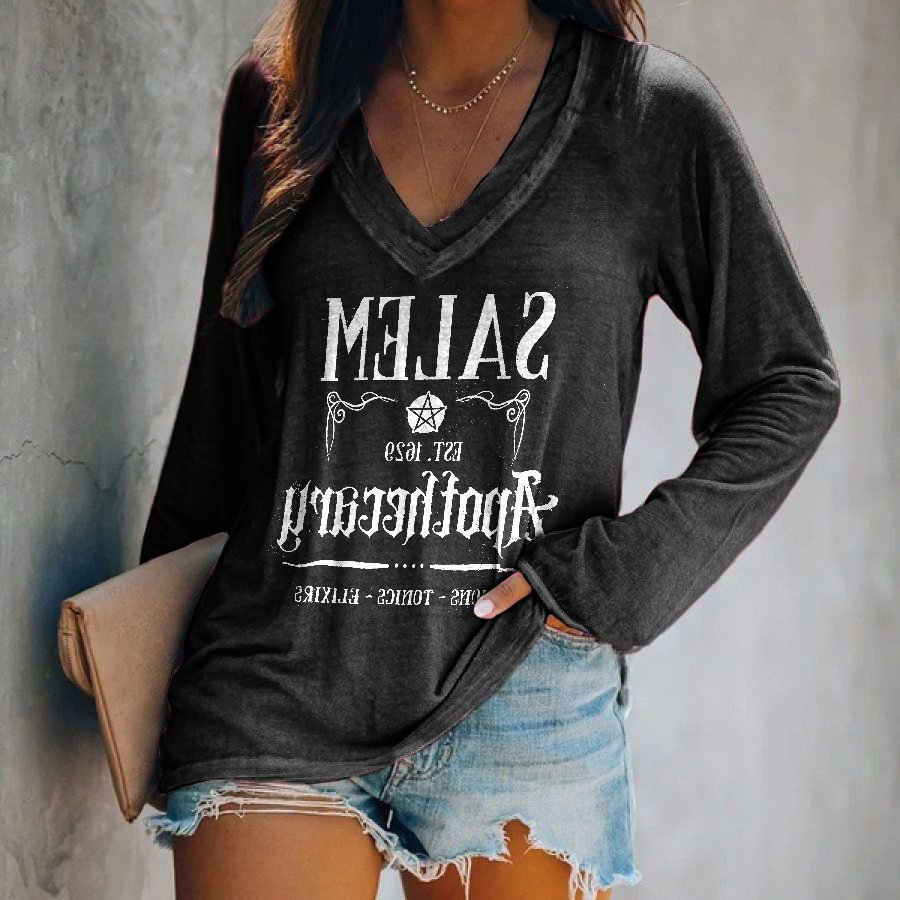 Casual Letter Printed Long Sleeve T-shirt
