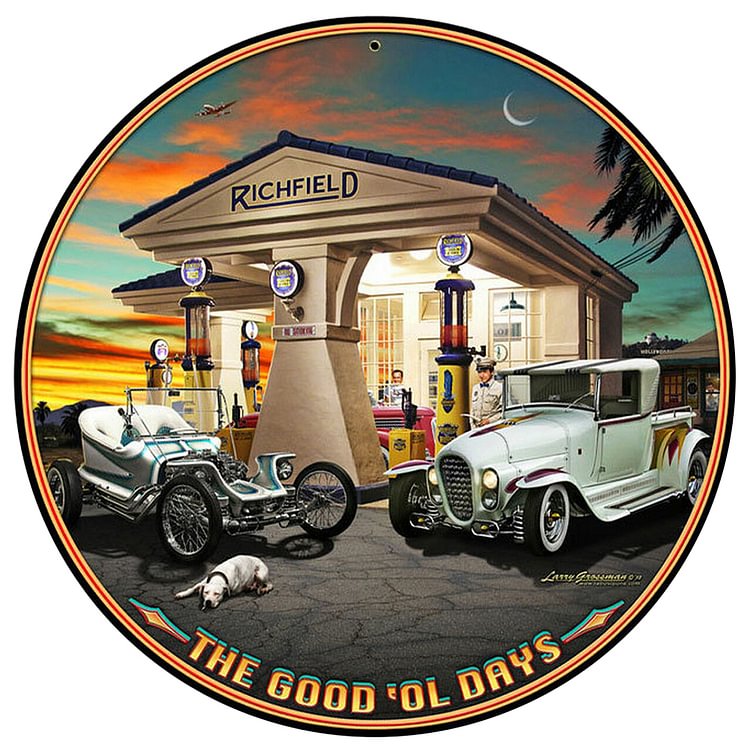 Richfield Gas Station The Good'ol Days - Round Vintage Tin Signs/Wooden Signs - 30x30cm