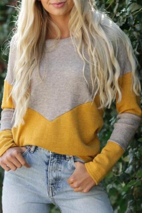Womens Modern Color Block Plain Tailored Sweater-Allyzone-Allyzone