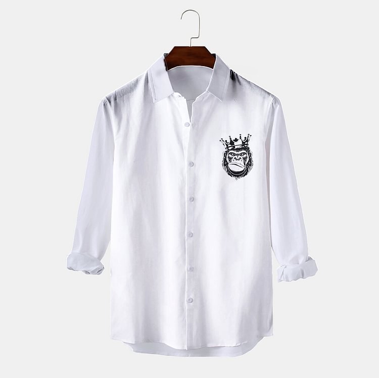 BrosWear Casual Fashion White Long Sleeve Shirt