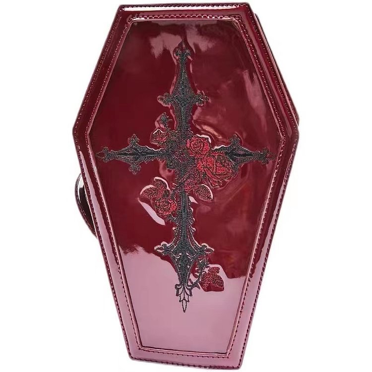 Dark Goth Solid Color Tomb Shaped PU Handbag
