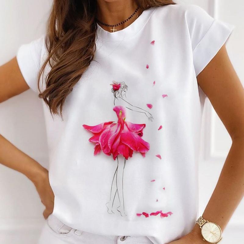 white t shirt with flowers