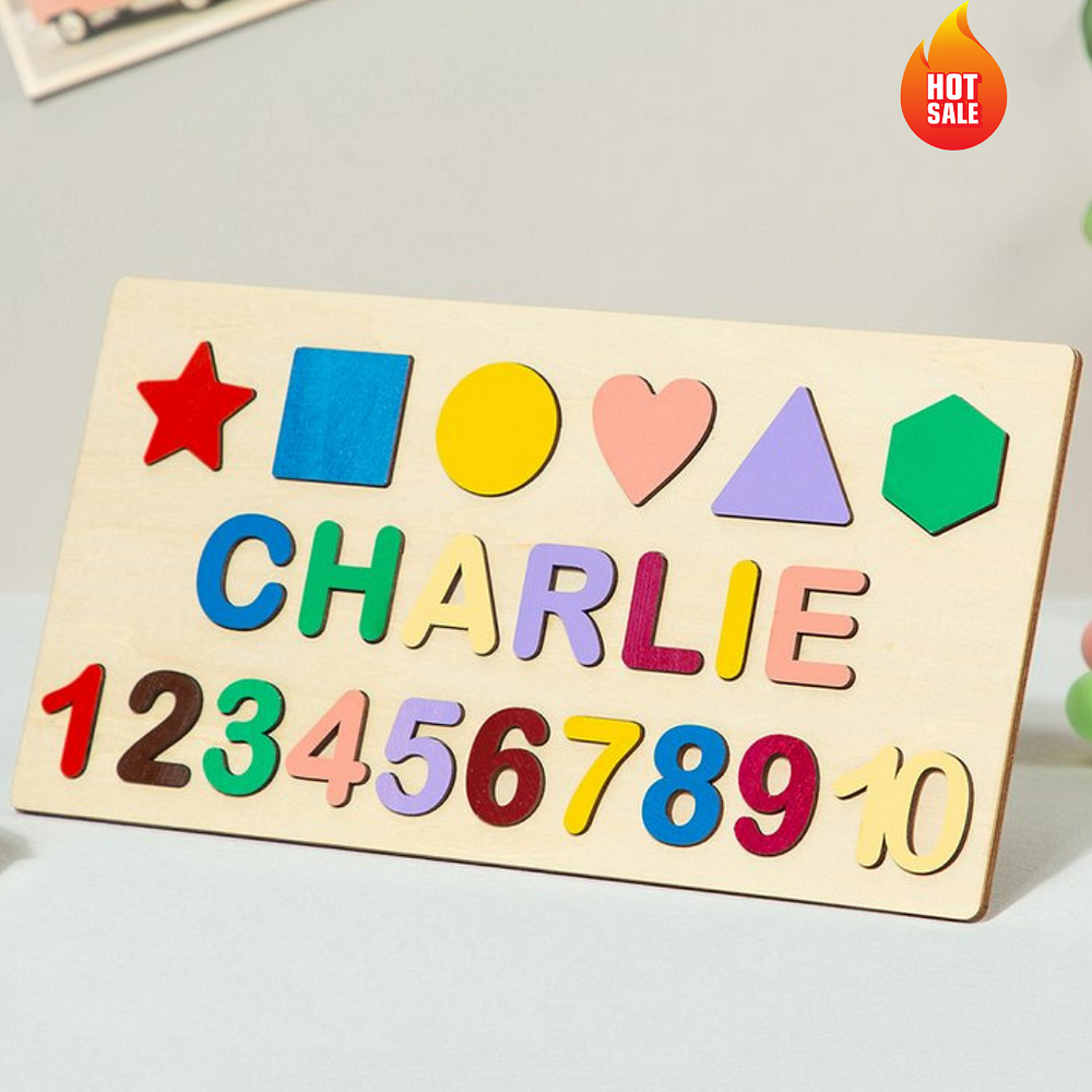 Personalized Wooden Name Puzzle with Numbers, Random Color Wooden Pegged Puzzles, Name Puzzle With Pegs, Busy Puzzle, Montessori Toys, Baby Shower Gift