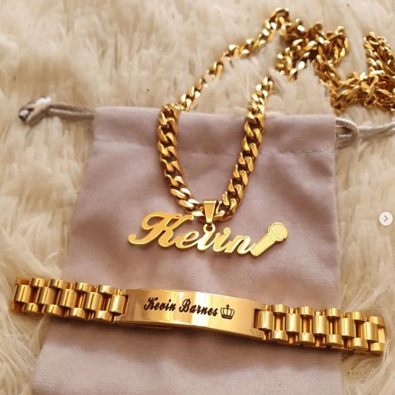 Custom Name Chain Personalized Necklace&Bracelet Jewelry Set-VESSFUL