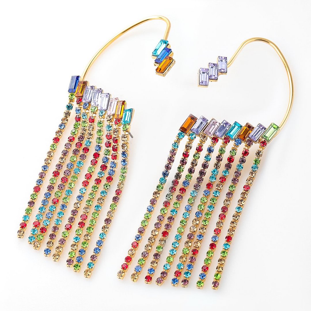 Rhinestone Women's Tassel Claw Chain Earrings Party Jewelry-VESSFUL