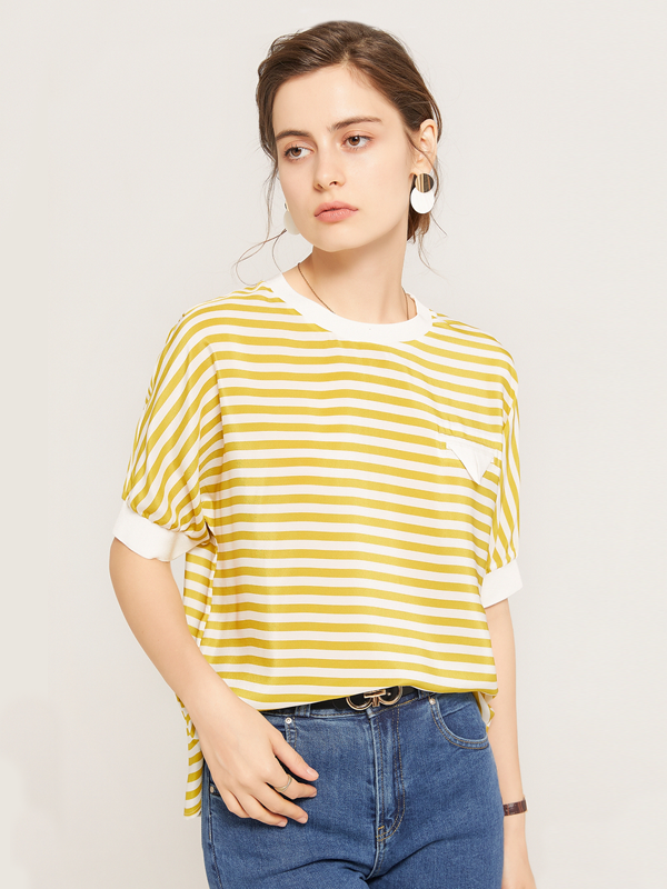 Silk T-shirt Women's Stripes Style