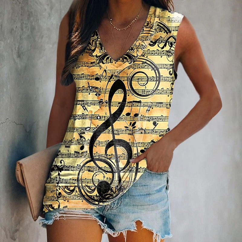 Musical Note Patterns Tie Dye Trend Vest