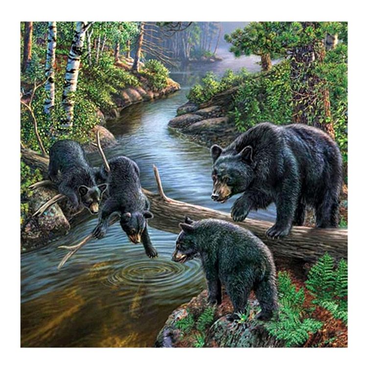 Black Bears - Special Shaped Diamond Painting - 30*30CM