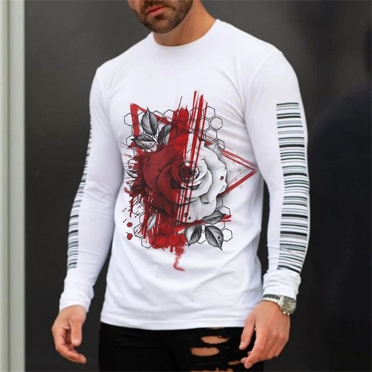 BrosWear Fashion Men's Casual Printed Long Sleeve T-Shirt