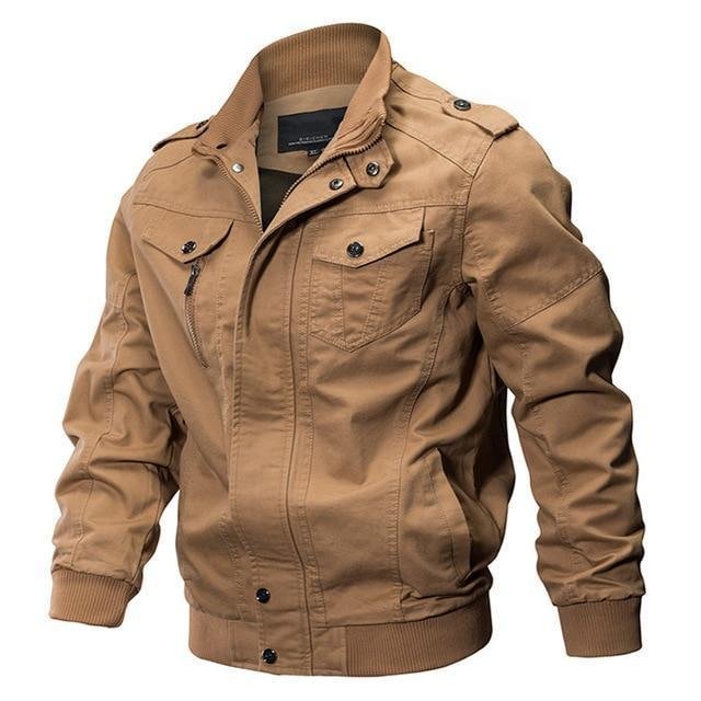 Mens Winter Cotton Coat Plus Size Stand Collar Casual Bomber Jacket Air Force Flight Jacket-Corachic