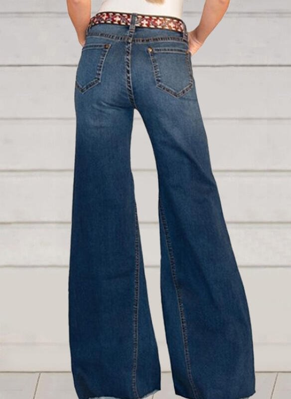 High waist retro slim wide leg jeans women's pants