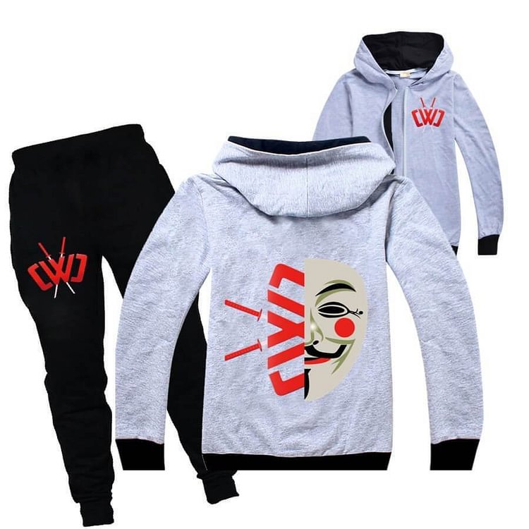 Mayoulove Chad Wild Clay Vs Hacker Print Girls Boys Zip Hoodie Pants Tracksuit-Mayoulove