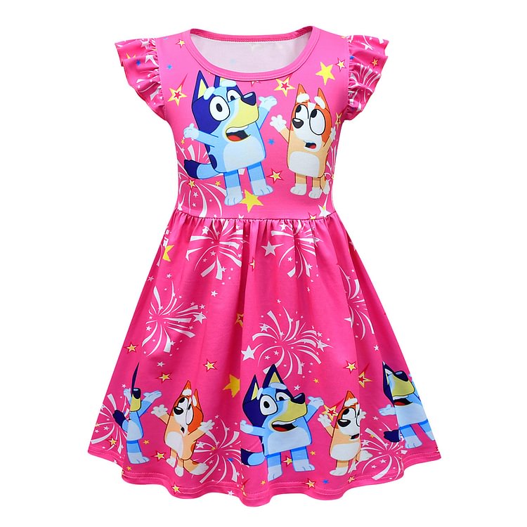 2021 Summer Children's Dress bluey Bourrouilh Girl Doll Skirt Flying Sleeve A-line Skirt 80479-Mayoulove