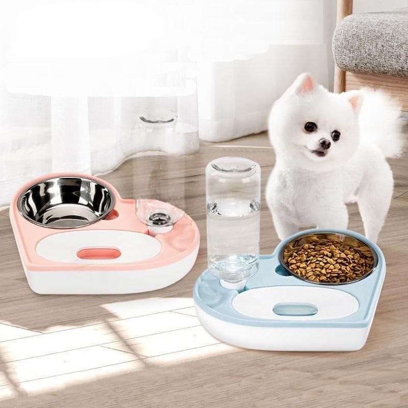 2 in 1 Automatic Water Dispenser Water Food Bowl Set - vzzhome