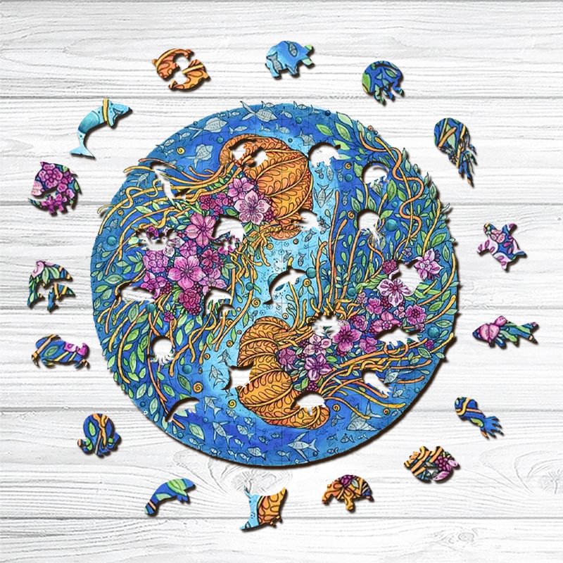 YIN YANG-Twin Jellyfish Wooden Puzzle-Ainnpuzzle