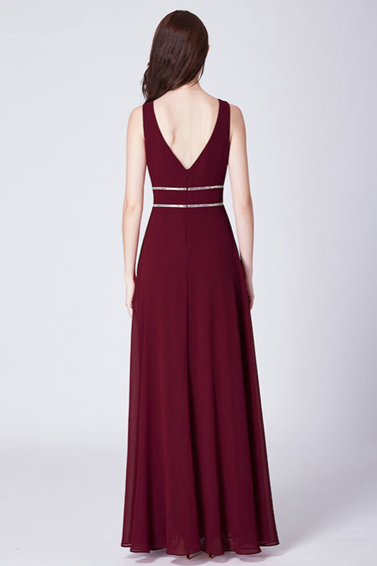 Elegant Sleeveless Beadings Evening Gowns Long Chiffon Prom Dresses