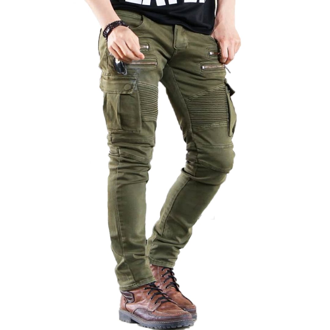 Men's outdoor stretch wear-resistant pleated jeans / [viawink] /