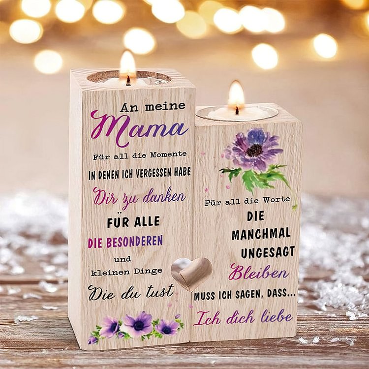 An Meine Mama Hölzernen Kerzenständer - Ich Liebe Dich - Blume Herz Kerzenhalter  Kettenmachen