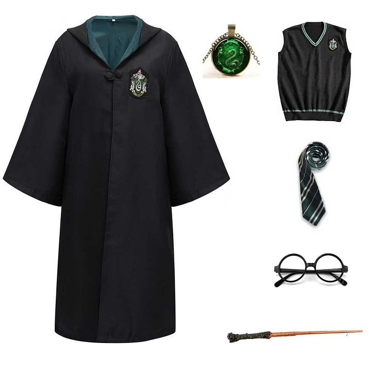 Mayoulove Harry Potter Cosplay Robe Vest Suits Hogwarts School Uniform for Men Boys Halloween Costume-Mayoulove