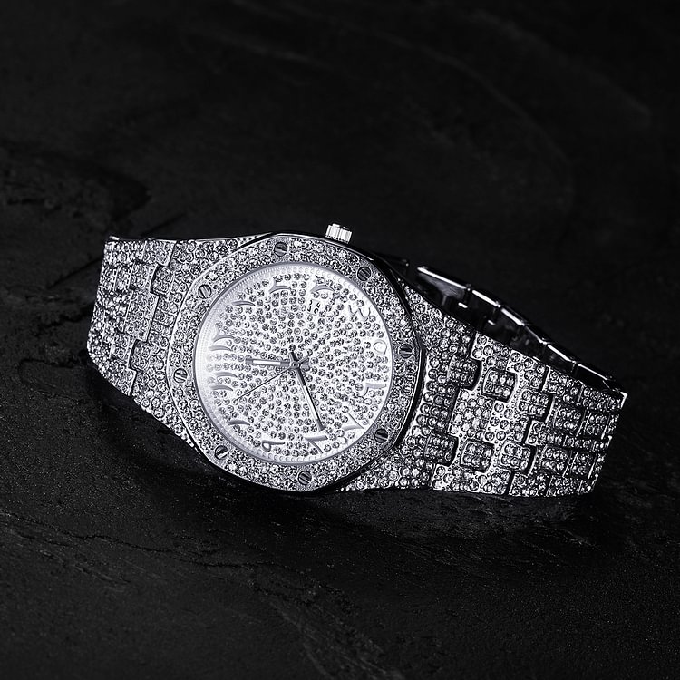 Hip-hop Iced out Blingbling Sliver Men Watches