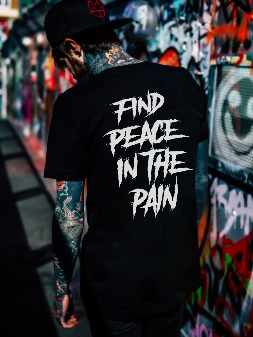 Find Peace In The Pain Men's Crew Neck T-shirt - Krazyskull