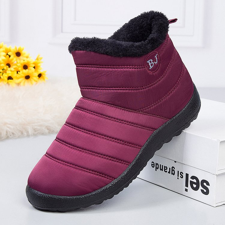 Women's cotton shoes non-slip waterproof zipper snow boots