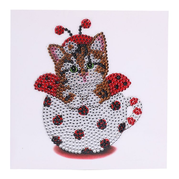 Valentines Greeting Cards Cat Special Shape Bright Diamond Painting DIY Kit gbfke