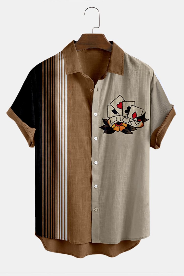 BrosWear Men's Casual Poker Contrasting Shirt