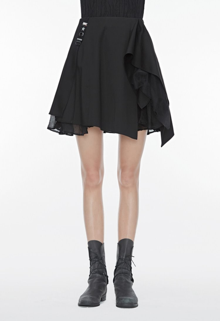 SDEER Casual Non-elastic Black Short Skirt