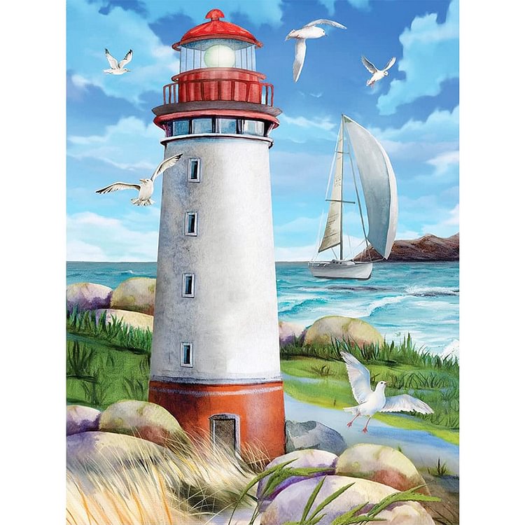 Lighthouse 30*40cm(canvas) Full Round Drill Diamond Painting gbfke