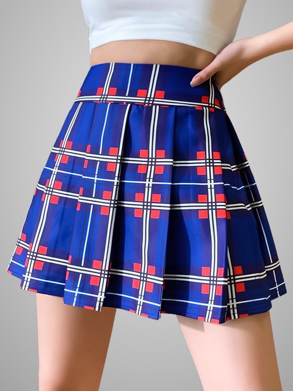 Grunge Plaid Pleated Skirt