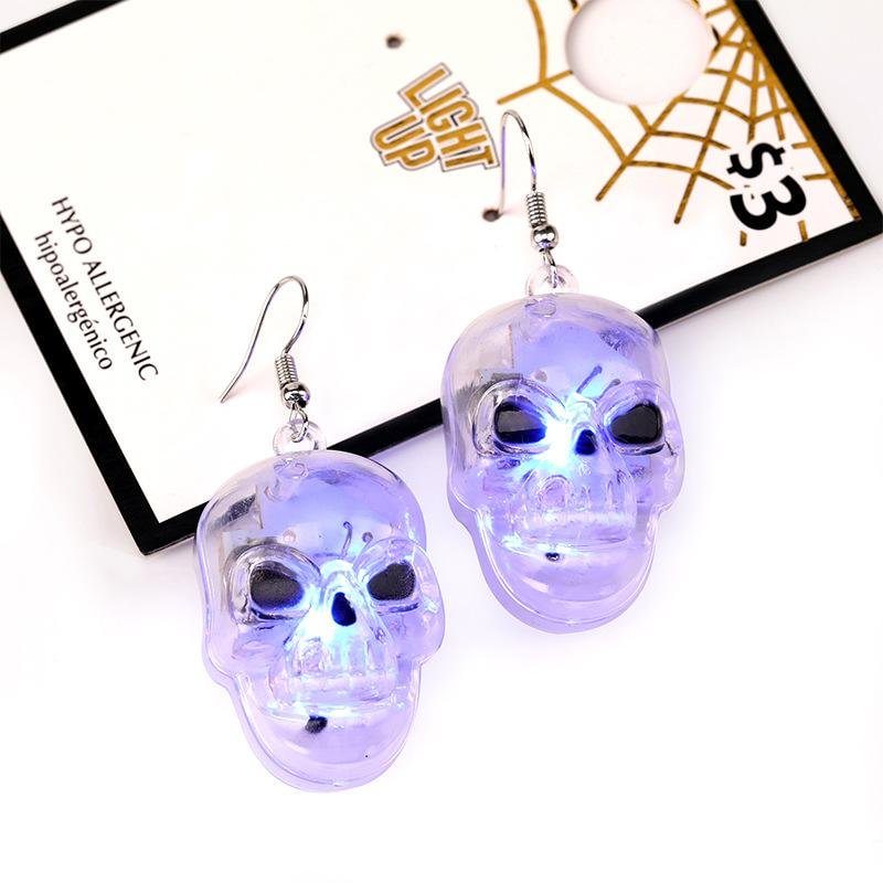 Halloween Party LED Lights Skull Earrings