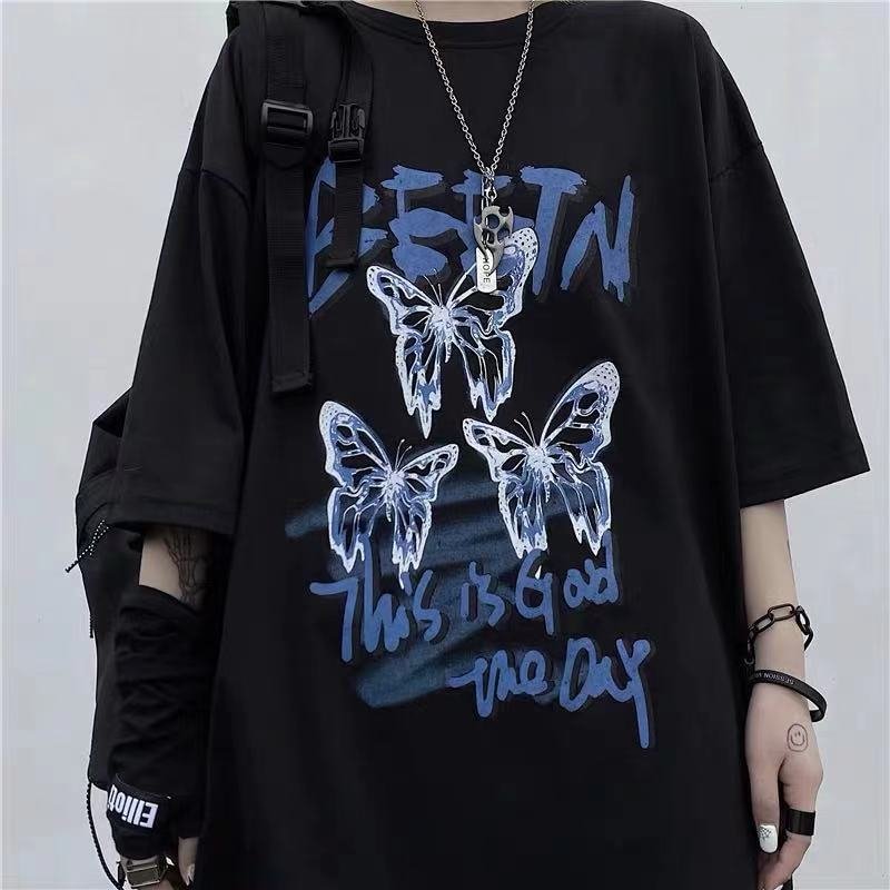 Harajuku Butterfly Print Short Sleeve T-Shirt / Techwear Club / Techwear
