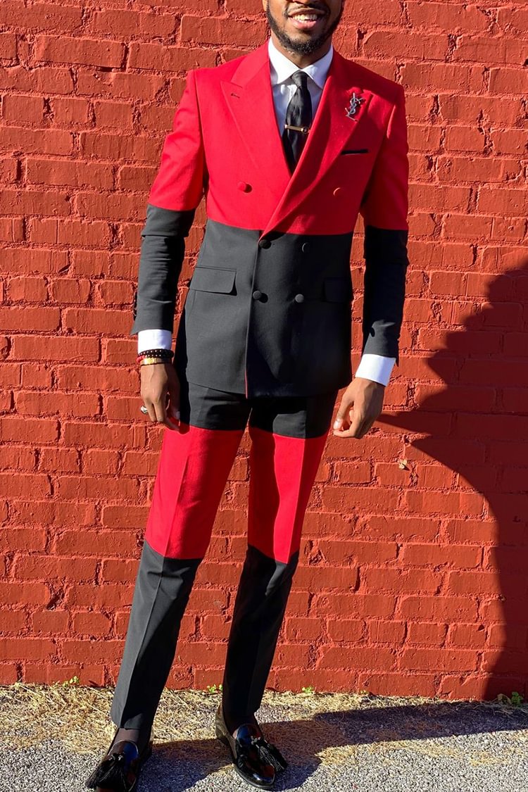 Tiboyz Outfits Color Matching Blazer And Pants Two Piece Suit