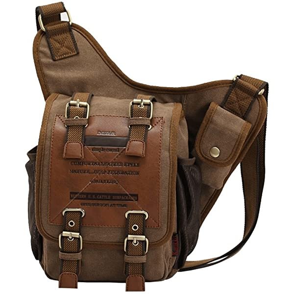 Retro Military Canvas Patchwork Chest Sling Bag