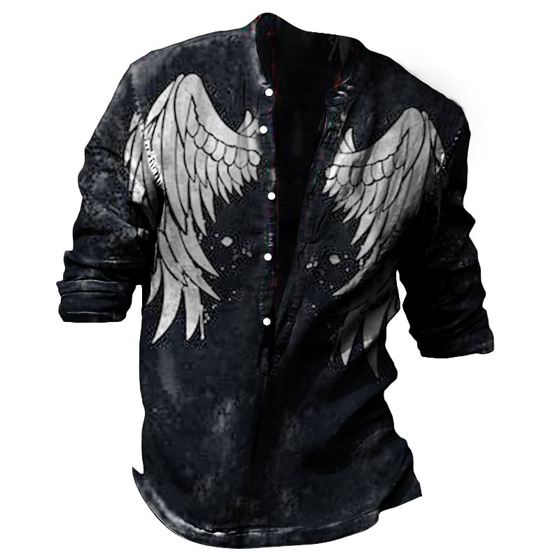 Mens comfortable and breathable angel wings print shirt / [viawink] /