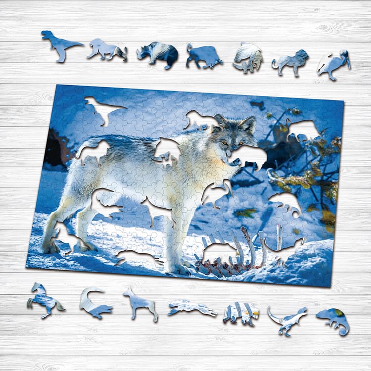 Snow Wolf Wooden Jigsaw Puzzle