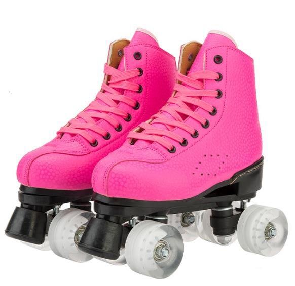 Unisex Outdoor Cute Pink Leather Roller Skates For Beginner、、sdecorshop