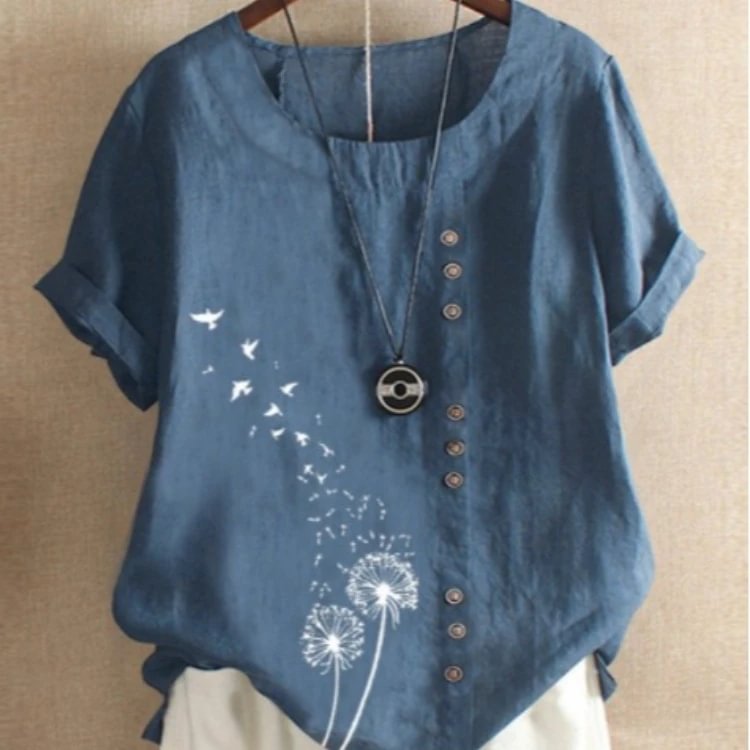 Blue Cotton Casual Shirts & Tops-Corachic